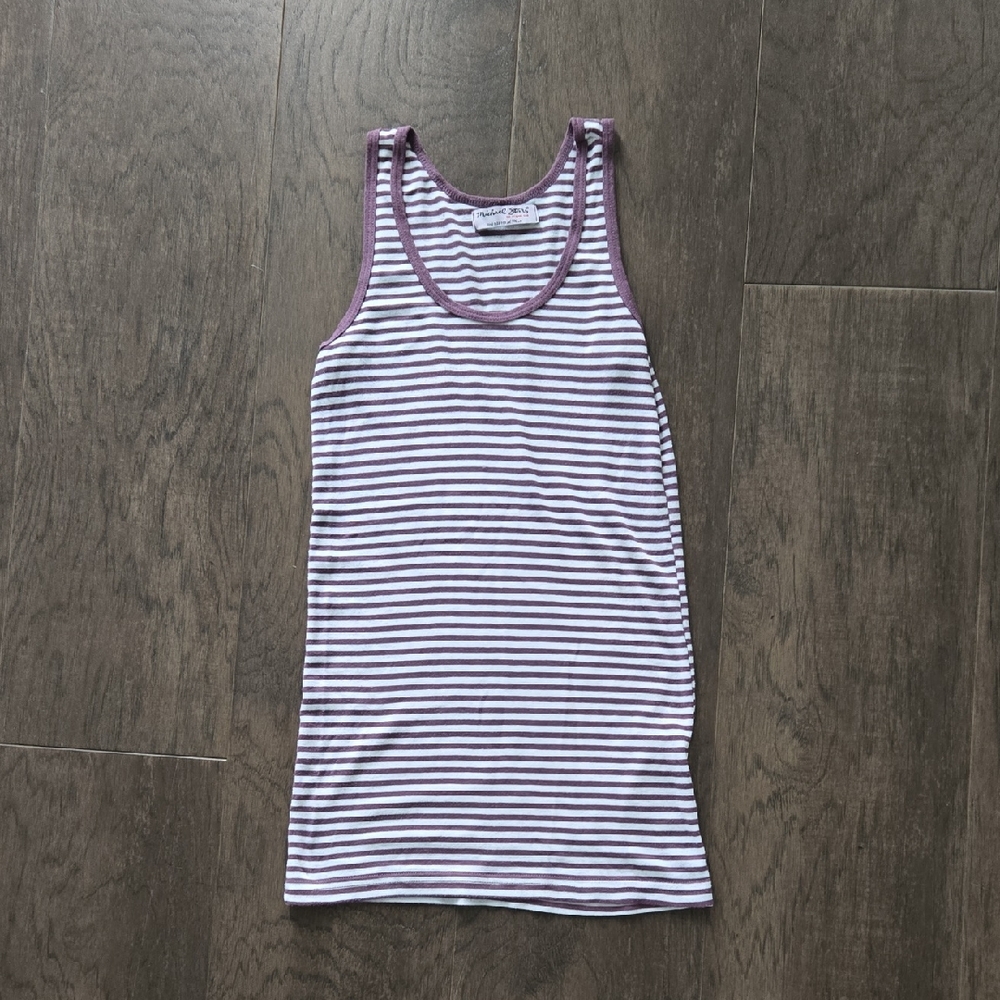 Michael Stars Purple and White Striped Tank Top